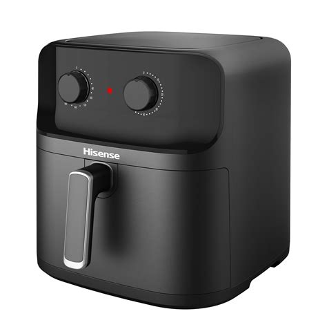 Hisense H08AFBK1S1 Air Fryer 8L; Big Power rating for quick and good cooking performance; 60 minutes timer with on /off function; Frying without fat oil and healthy cooking way; Adjustable temperature knob for Wide temperature range:80-200C; Matt black finishing of plastic injection housing; 6. 8L capacity of pot with non stick coated for  easy clean; Detachable cooking basket + crisper plates-Non stick coated; Cool touch handle; Red power and green ready indicated light; Inner Metal cavity